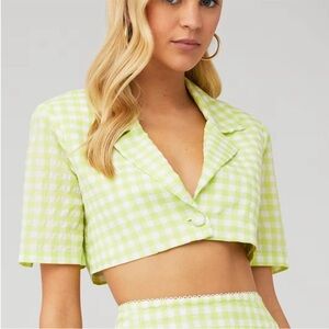 For Love and Lemons Green Crop Top Blazer